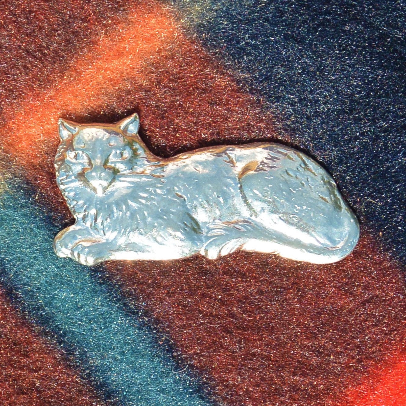 Broche De Gato, Broche Para Amantes De Los Gatos, Joyería Hecha A Mano, En Peltre Fino, Por William Sturt, Peltre Sin Plomo Fundido A Mano