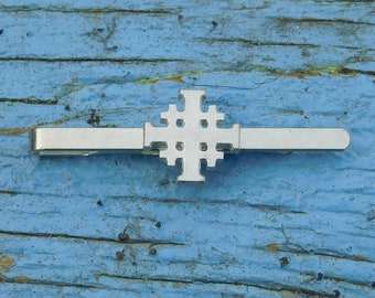 Jerusalem Kreuz Krawattennadel, Fünffaltigen Kreuz Krawattennadel, Hand Gegossen In Deutscher Zinn, Von William Sturt