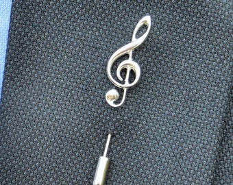 Treble Clef Label Pin, 7cm long, Handmade in Fine Pewter by William Sturt