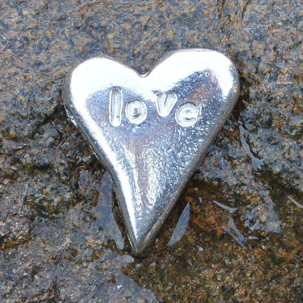 Love, Love Heart, Heart Token, Heart Pocket Token, Handmade, in Fine Pewter, by William Sturt, Sent In Pretty Organza Bag