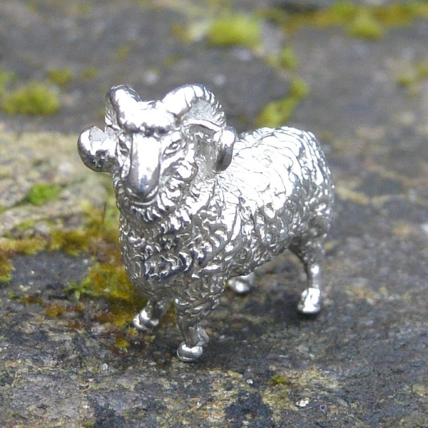 Sheep Figurine, Sheep Miniature, Sheep Sculpture, Handmade, in Fine Pewter, by William Sturt