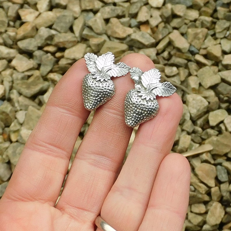 Strawberry Cufflinks, Fruit Cufflinks, Strawberry Gifts, Handmade, in Finest Pewter, by William Sturt image 4