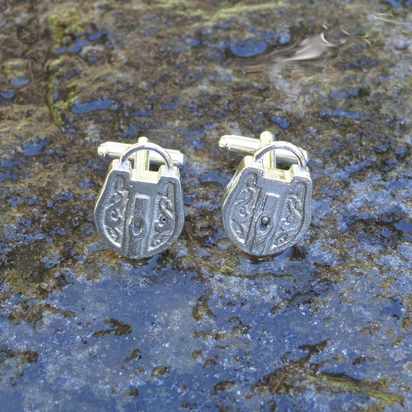 Padlock Cufflinks, Padlock Cuff Links, Bdsm Gifts, Handmade, in Fine Pewter, by William Sturt