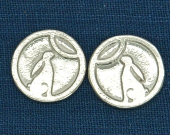 Moon Gazing Hare Cufflinks, Wedding Cufflinks, Hare and Moon Cufflinks, Hare Cuff Links, Handmade, in Fine Pewter, by William Sturt