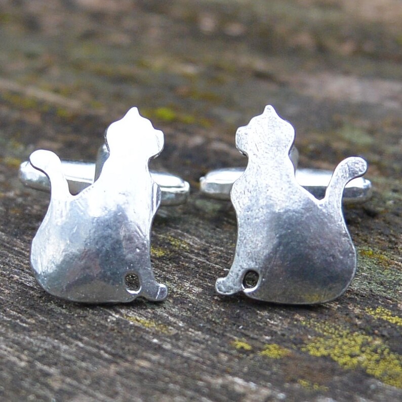 Handcast Fine Pewter Sitting Cat Cufflinks By William Sturt