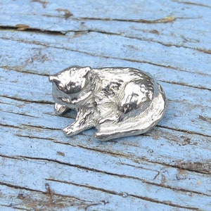 Tiny Cat Figurine, Cat Gift, Handmade, In Fine Pewter, by William Sturt