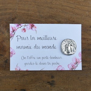 Ange Gardien pour Mamie, Porte-Bonheur Meilleure Mamie du Monde, Fabrication Artisanale Française, en Étain, par Les Étains de Jumilhac