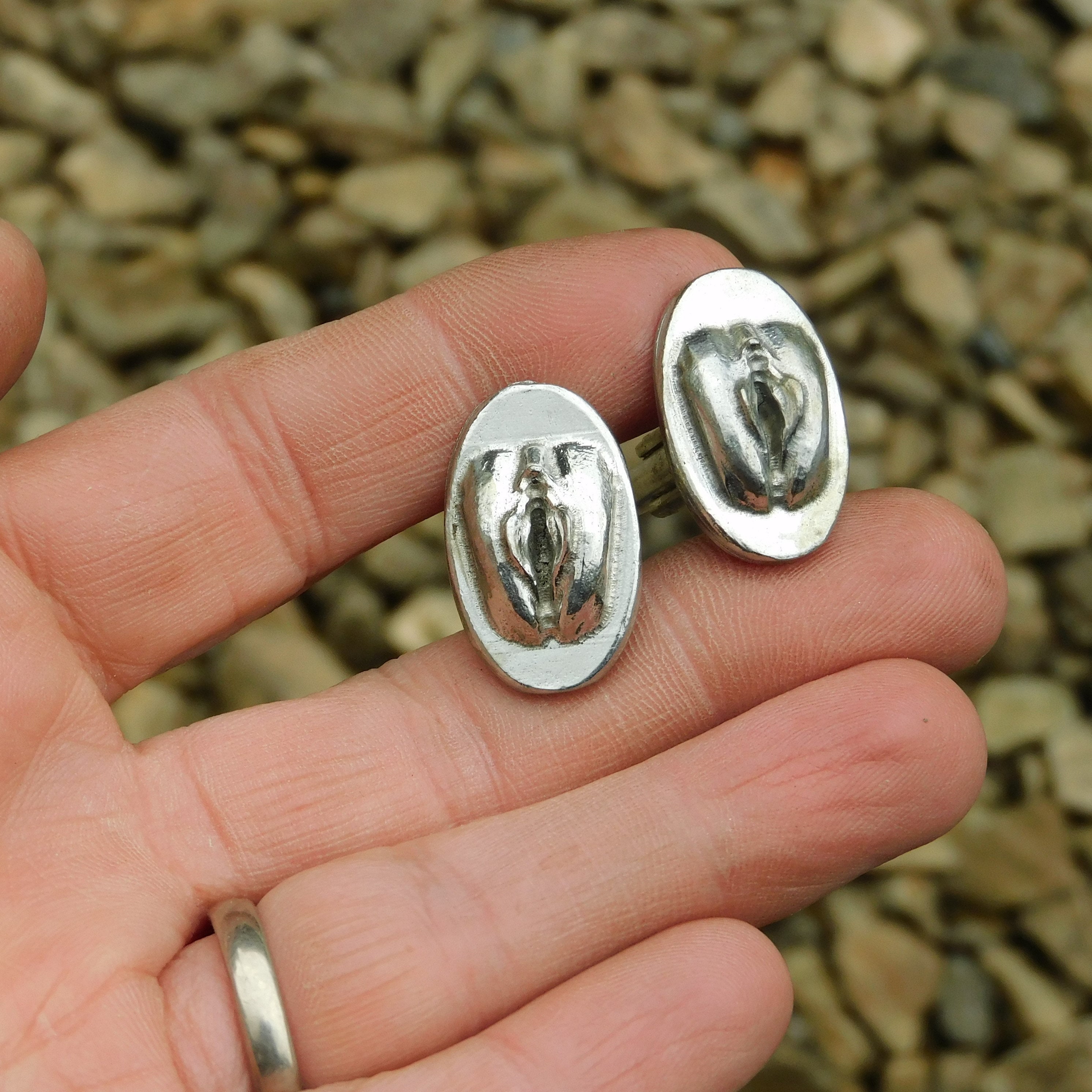 Boutons De Manchette En Étain Martelé Cœur - Fabrication Artisanale Française, Cadeau Pour Papa, Noces D'Étain