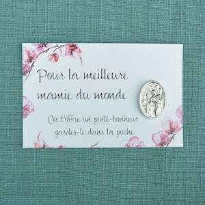 St Christophe pour Mamie, Porte-Bonheur Meilleure Mamie du Monde, Fabrication Artisanale Française, en Étain, par Les Étains de Jumilhac