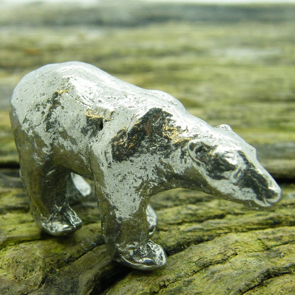 Polar Bear Figurine, Polar Bear Miniature, Polar Bear Sculpture, Handmade, in Fine Pewter, by William Sturt