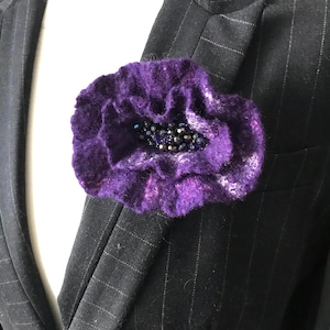Wool Felted Flower Brooch  Pin