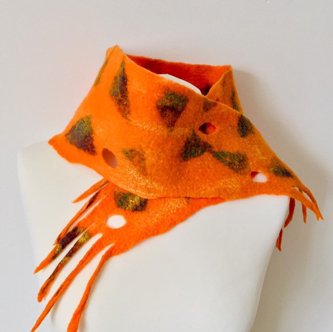 Merino Wool Scarf Felted Wool Scarf Little Scarf Neck Warmer Merino