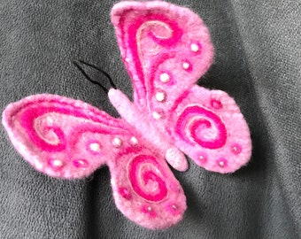 Wool Felted Butterfly Brooch  Pin
