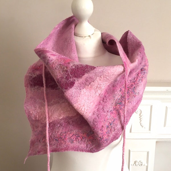 Merino Wool Neck Warmer  Felted Triangle Scarf