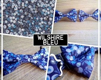 Collection "wilshire bleu" Noeud papillon adulte bébé enfant ado