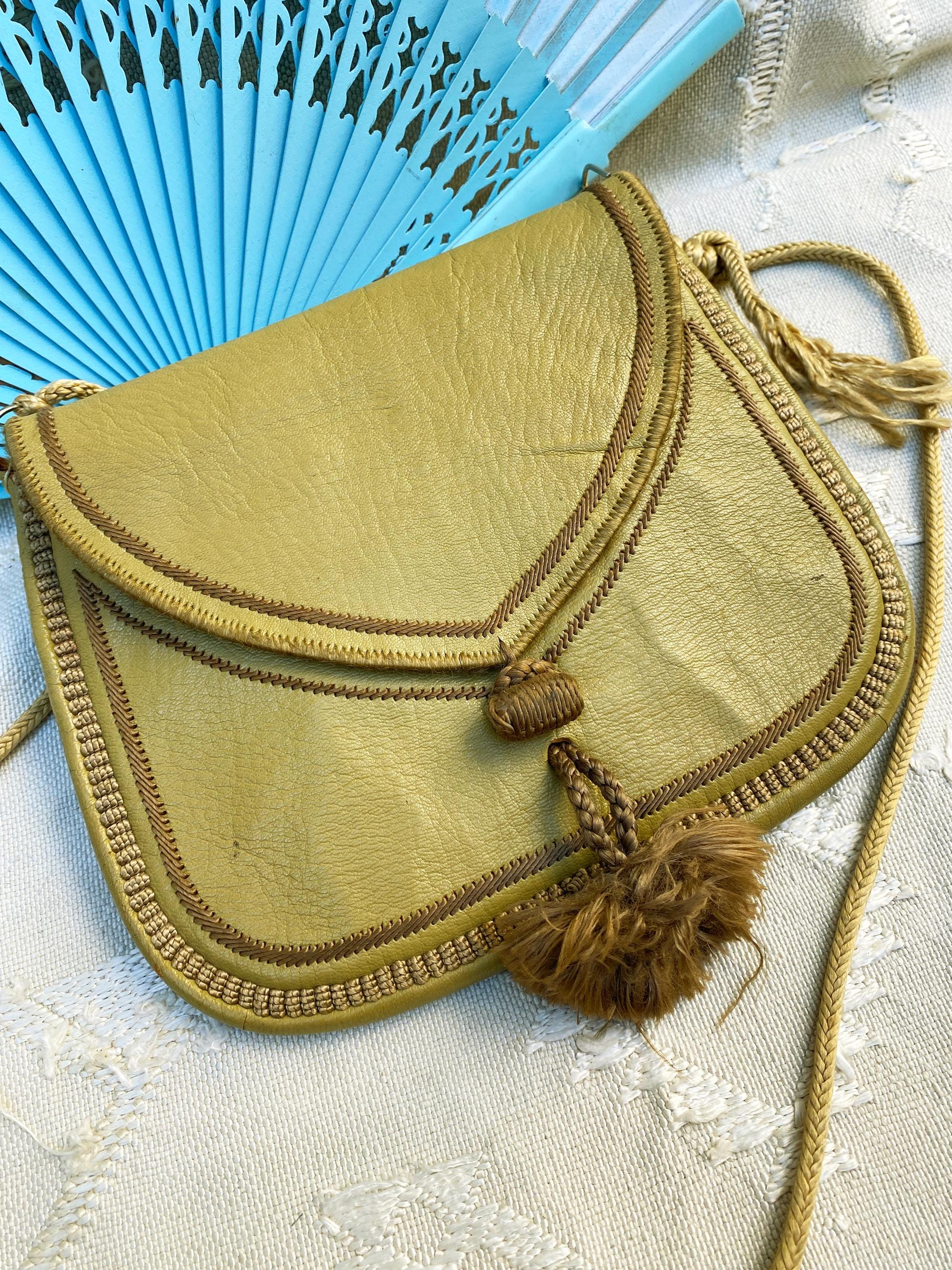 Sac Vintage Forme Valise Années 60/70, Simili Autruche Crème, Avec Clé - Occasion