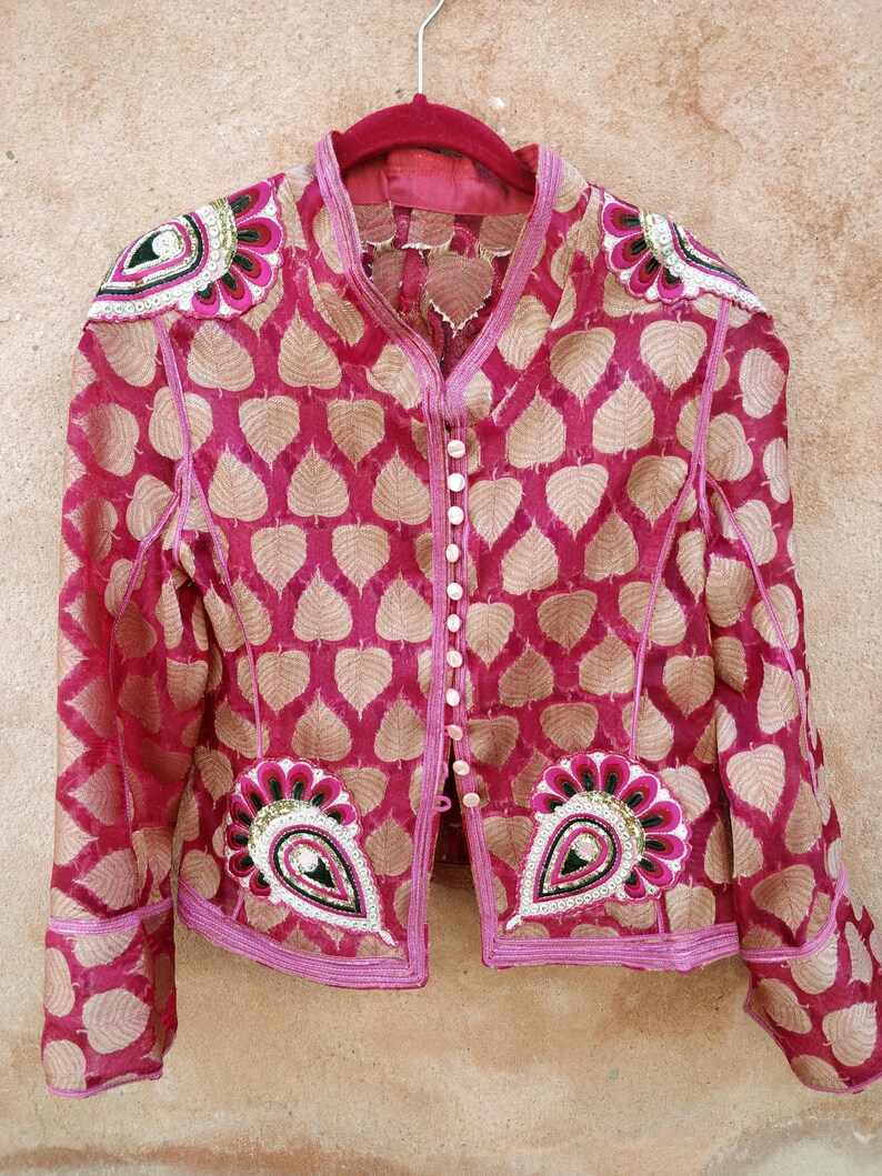 Collection Odalisques Petite veste été orientale ottomane tissu dévoré appliques brodées galons petits boutons mariage 36-40 image 9