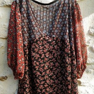 Tunique Ethnique Femme – Marron, Taille 38/40, Très Bon État