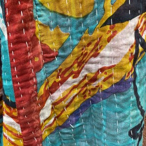 Kantha Patchwork Harembyxor, Boho Bomullsbyxor, Unisex Loungebyxor, Handgjorda Quiltade Bomullsbyxor, Festival Hippiekläder, En Storlek bild 8