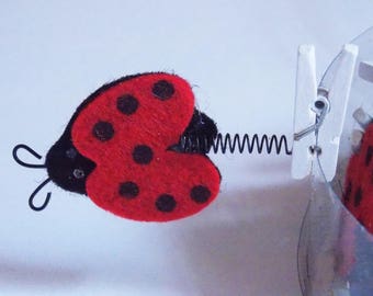 Ladybug clothespin clip ❥ wood & felt