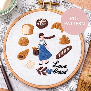 Pan y panecillos de París | Patrón de bordado pdf | Guía de bordado |