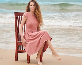 Linen Fit and Flare Sundress, Skater Circle Dress