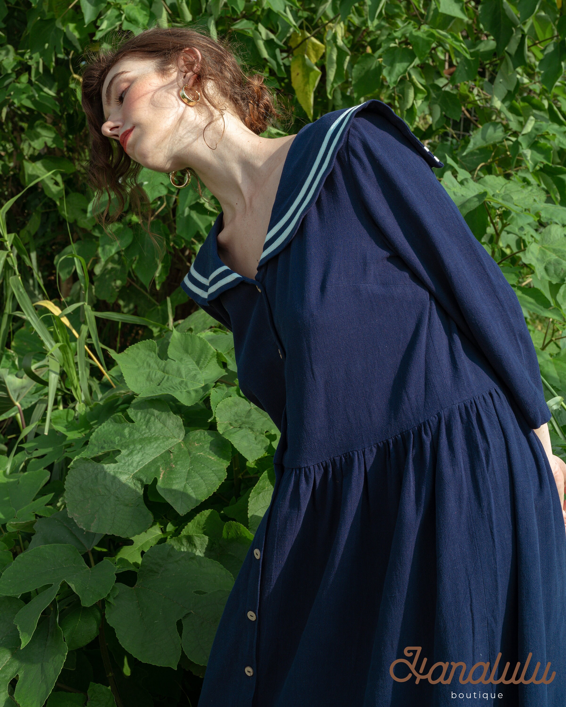 chinese dress ladies 1920s sailor dress in navy and pure white cotton – LaVieDelight