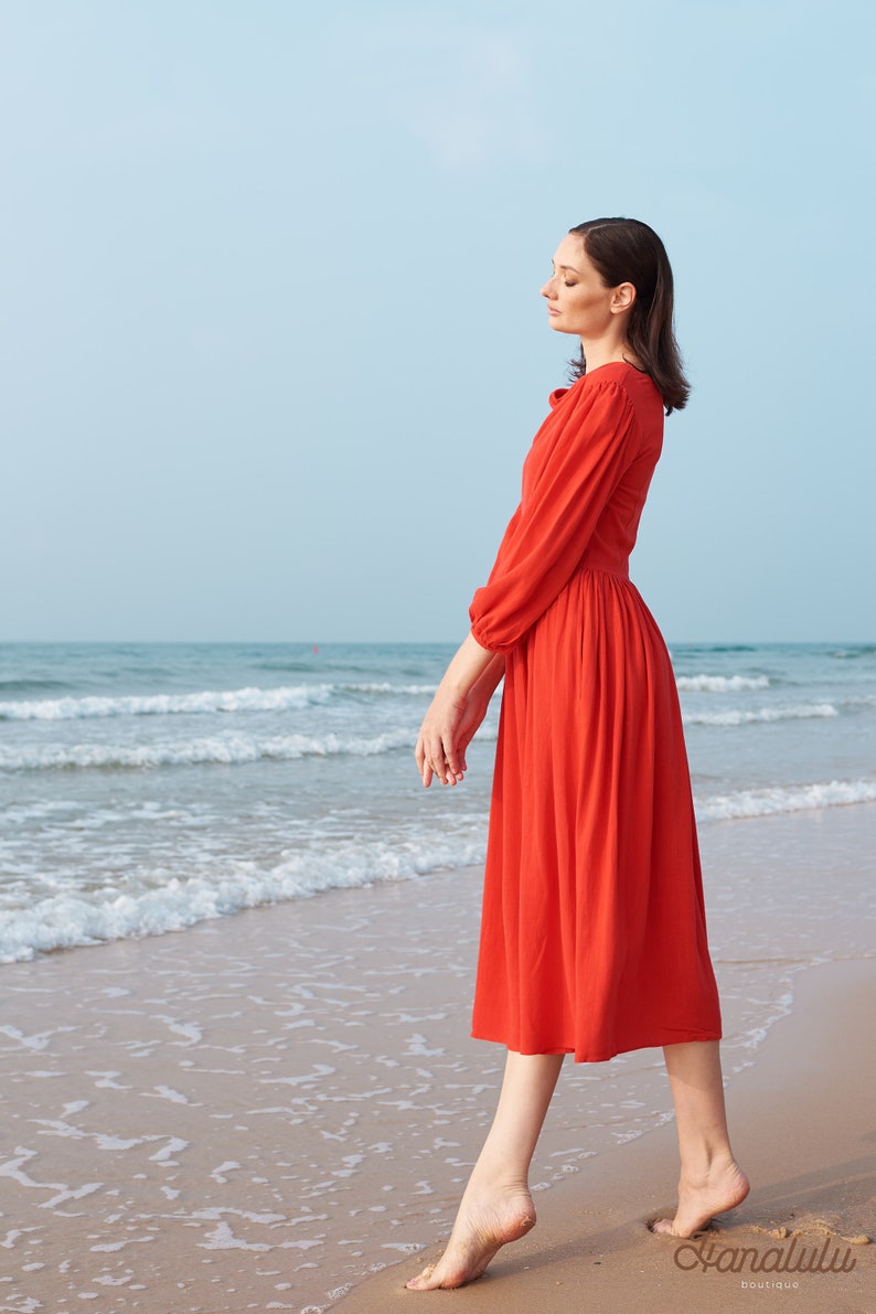 Linen Skater Dress-Linen Sundress-Linen Summer Dress image 4
