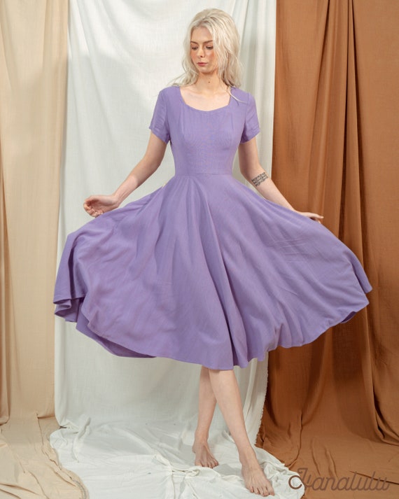 Linen Skater Dress, Fit & Flare, Periwinkle Sundress - Etsy