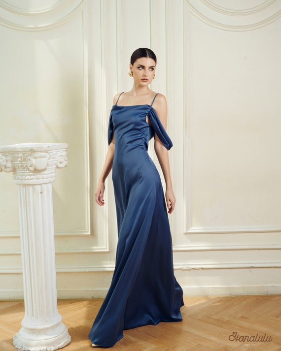 denim maxi slip dress GapStudio Draped Denim Slip Maxi Dress