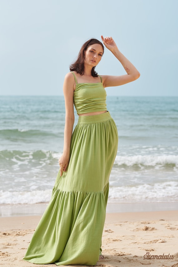 chinese dress ladies Maxi Skirt and Crop Top