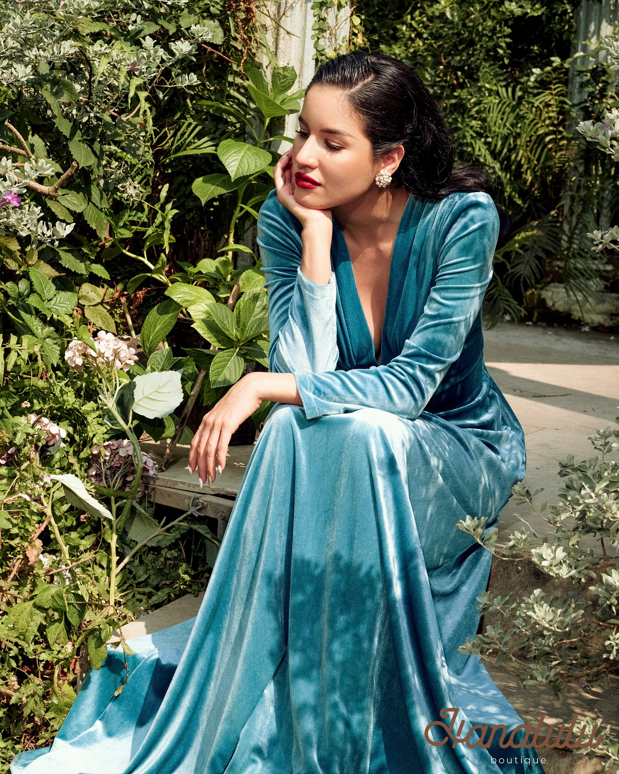teal velvet bridesmaid dresses Aqua blue velvet slit dress