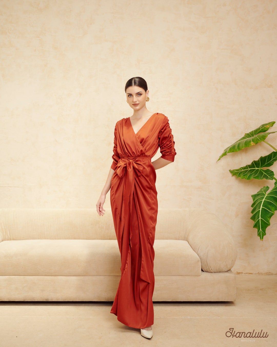 Silk Wrap Dress-silk Simple Tie Front Dress-silk Simple Long Maxi