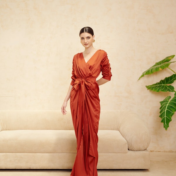 front tie wrap dress