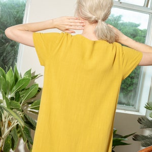 Linen Casual Dress-Linen Shift Dress-Linen Basic Lounge Wear Dress-Linen Simple Slip On Dress image 4