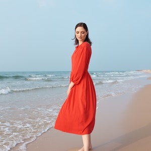 Linen Skater Dress-Linen Sundress-Linen Summer Dress image 9
