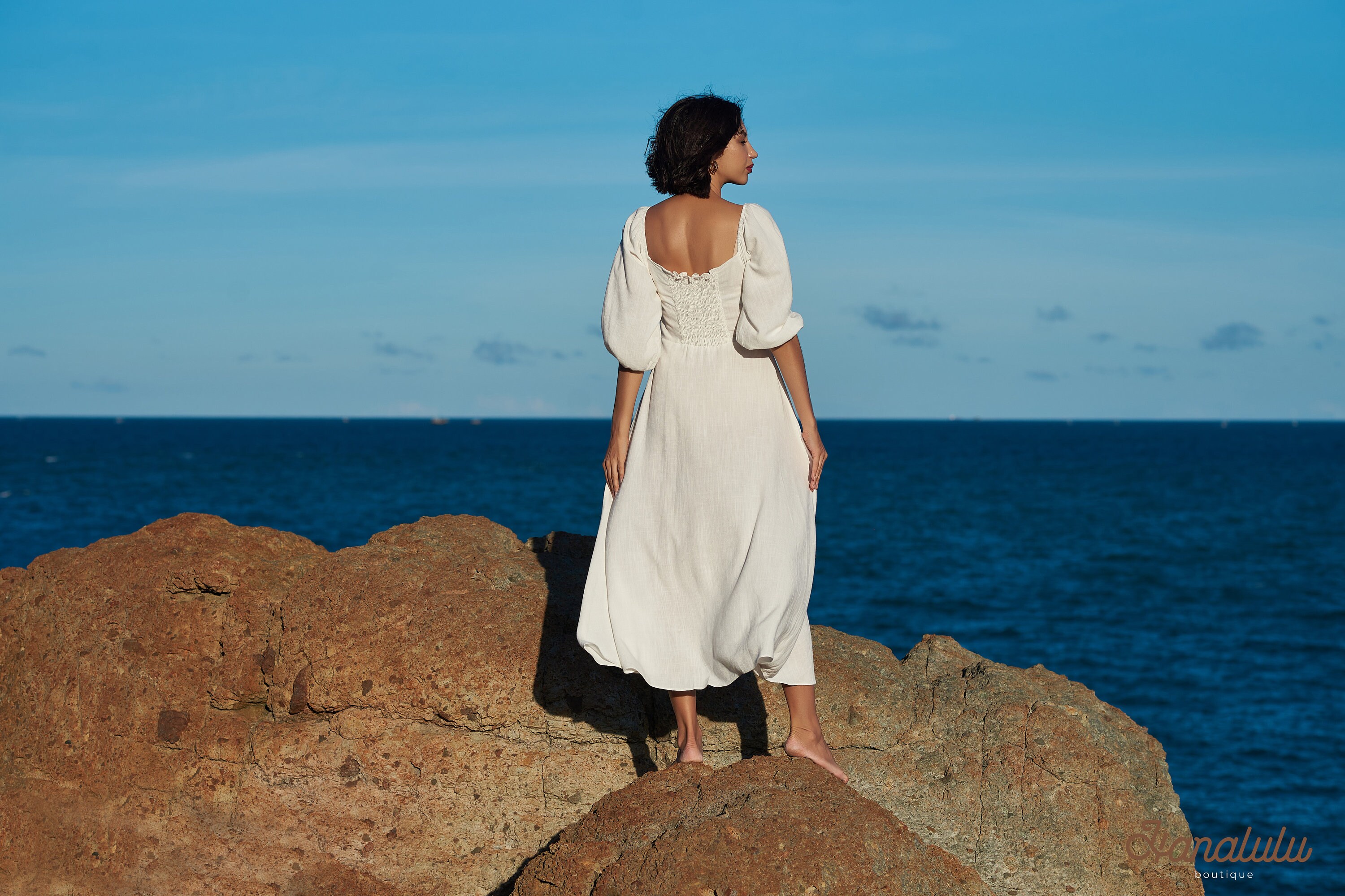 knee length dresses for ladies Sundance Cotton Smocked Maxi Dress | Off white Organic Cotton Dress -  Bohemian Cotton Dress