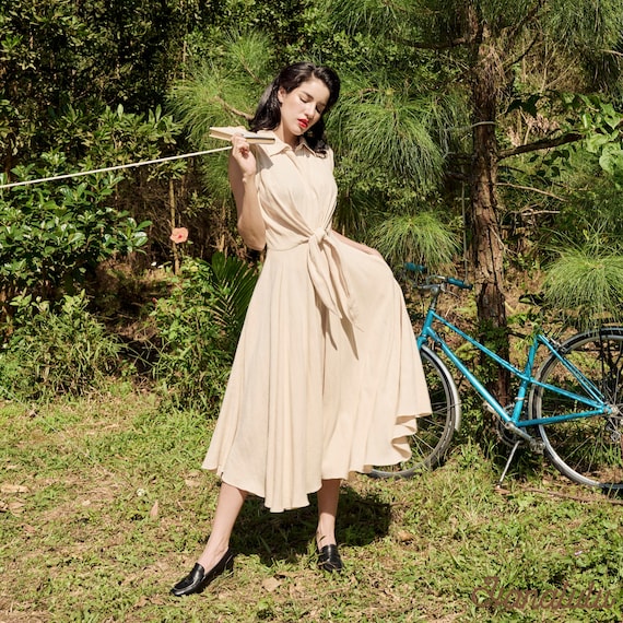 chinese dress ladies Solid Linen Cut-Out Midi Dress – The Boho Depot