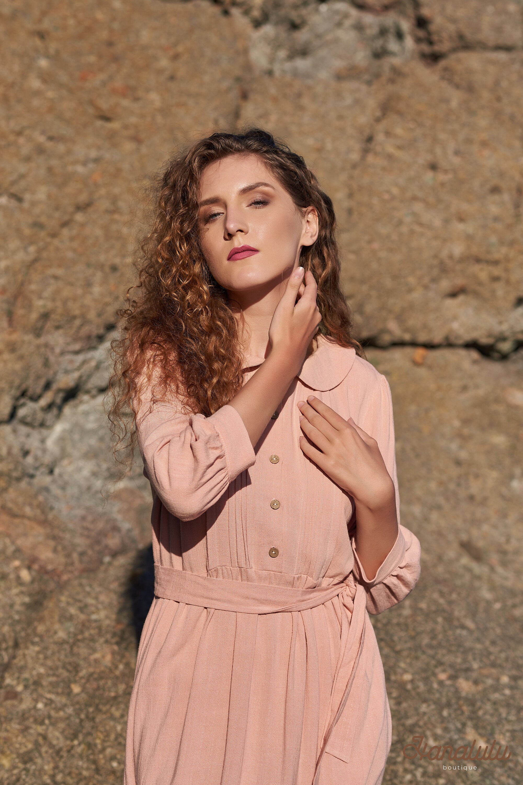 peach linen dress Women's Peach Linen Look Bow Detail Shift Dress