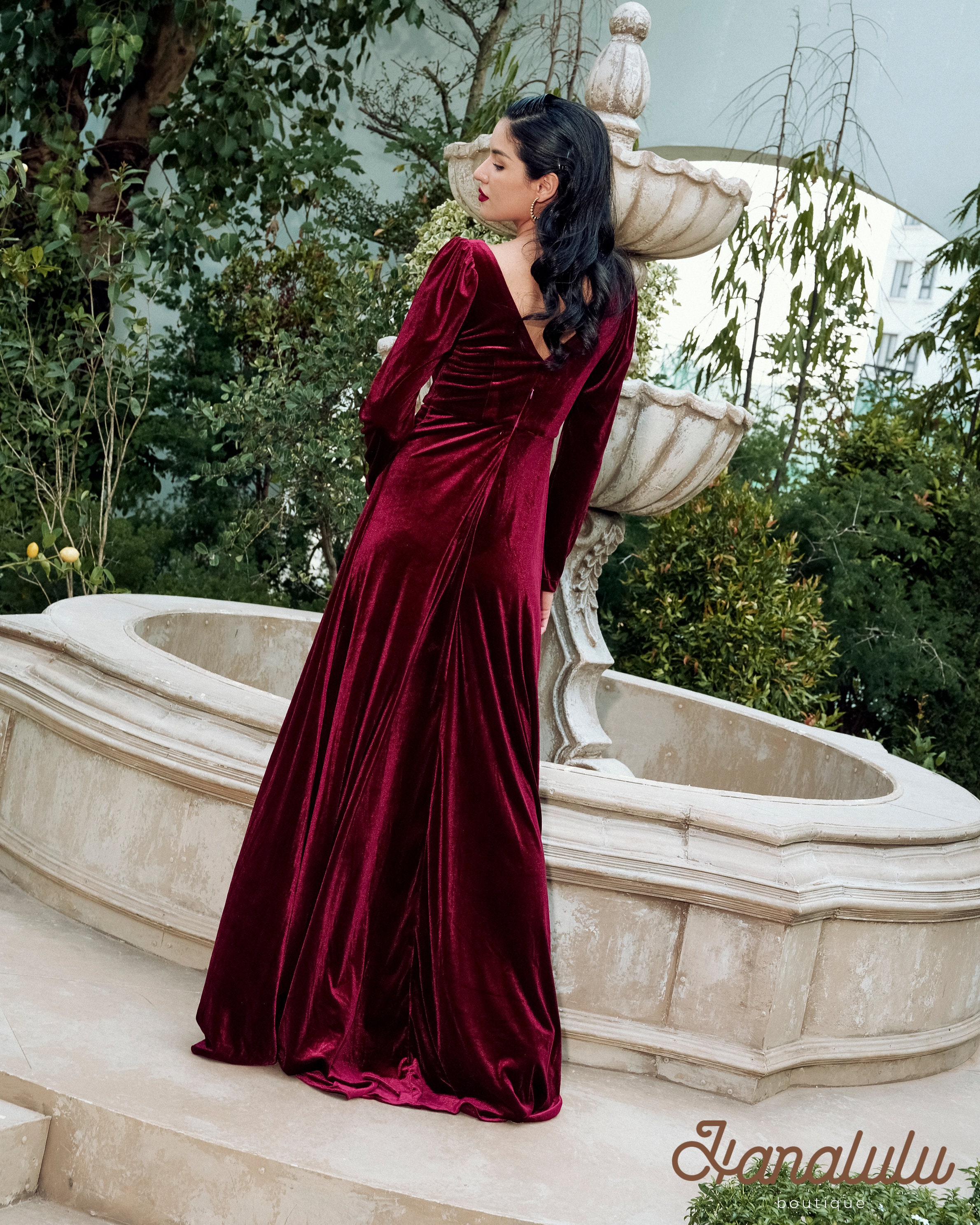 christmas velvet dress women Red velvet christmas party dress JENNIE – MYAN ATELIER main image 0