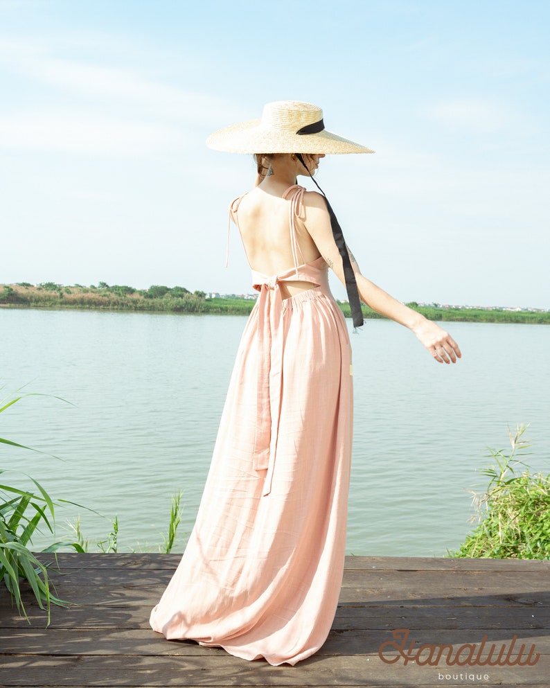 Linen Maxi Dress-Linen Long Dress-Bridesmaid Dress-Prom Dress-Occasion Dress-Holiday/Vacation Maxi Dress-Wedding Guest Dress-Special Event image 3