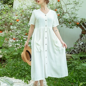 Linen Tunic Dress-Linen Shirtdress-Linen Midi Dress-Linen Summer Dress-Linen Shift Dress-Linen Oversized Dress-Linen Loose Fit Dress image 3