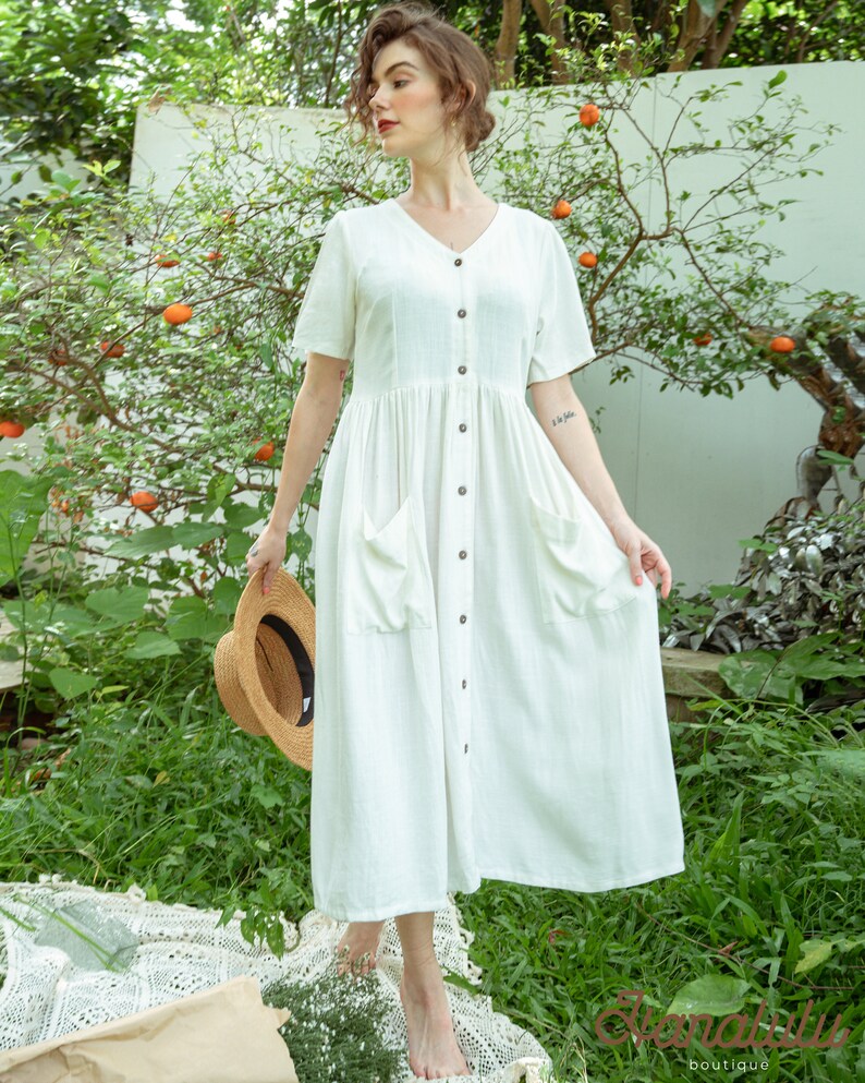 Linen Tunic Dress-Linen Shirtdress-Linen Midi Dress-Linen Summer Dress-Linen Shift Dress-Linen Oversized Dress-Linen Loose Fit Dress image 3