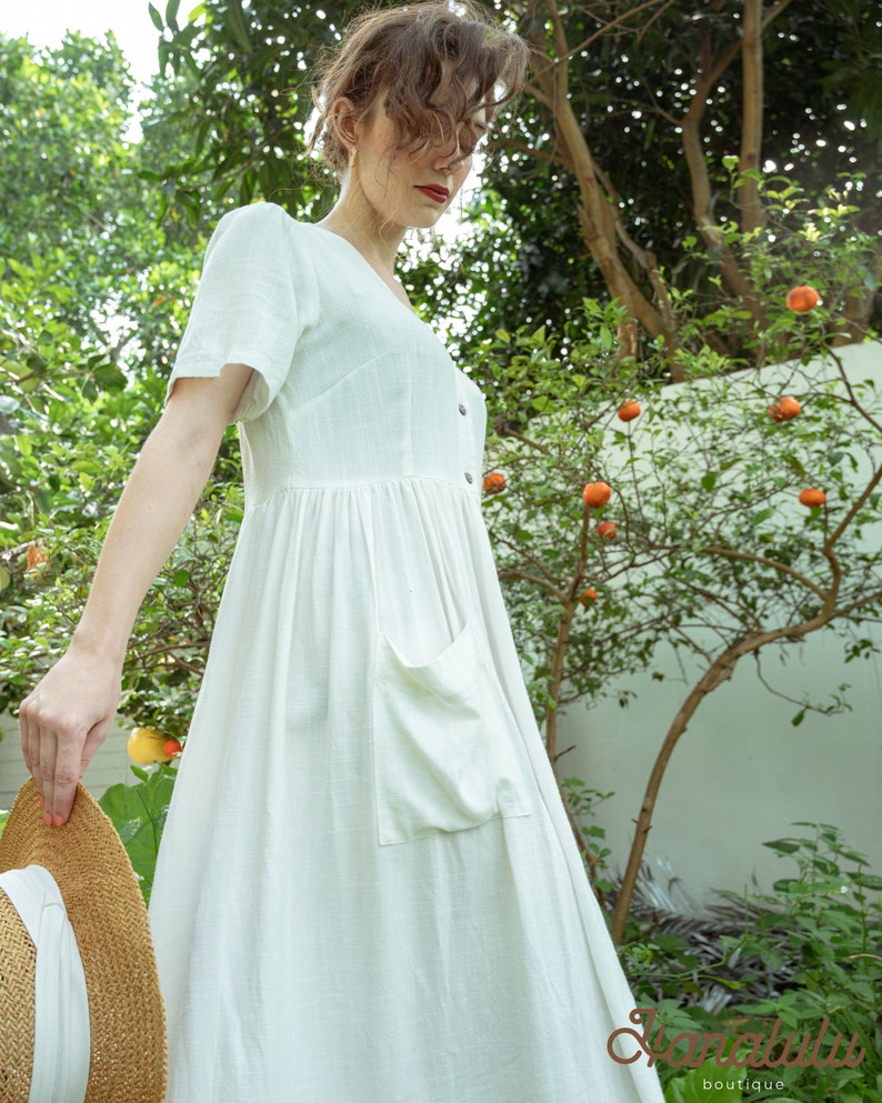 Linen Tunic Dress-Linen Shirtdress-Linen Midi Dress-Linen Summer Dress-Linen Shift Dress-Linen Oversized Dress-Linen Loose Fit Dress image 6