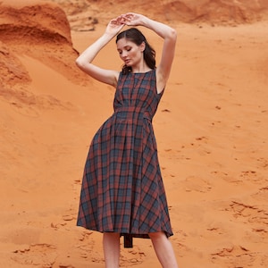 Striped Cotton Sundress, Sleeveless Linen Skater Dress