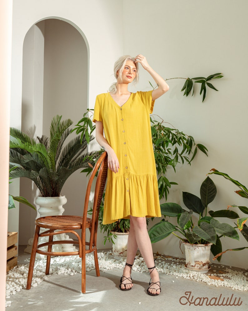 Linen Casual Dress-Linen Shift Dress-Linen Basic Lounge Wear Dress-Linen Simple Slip On Dress image 9