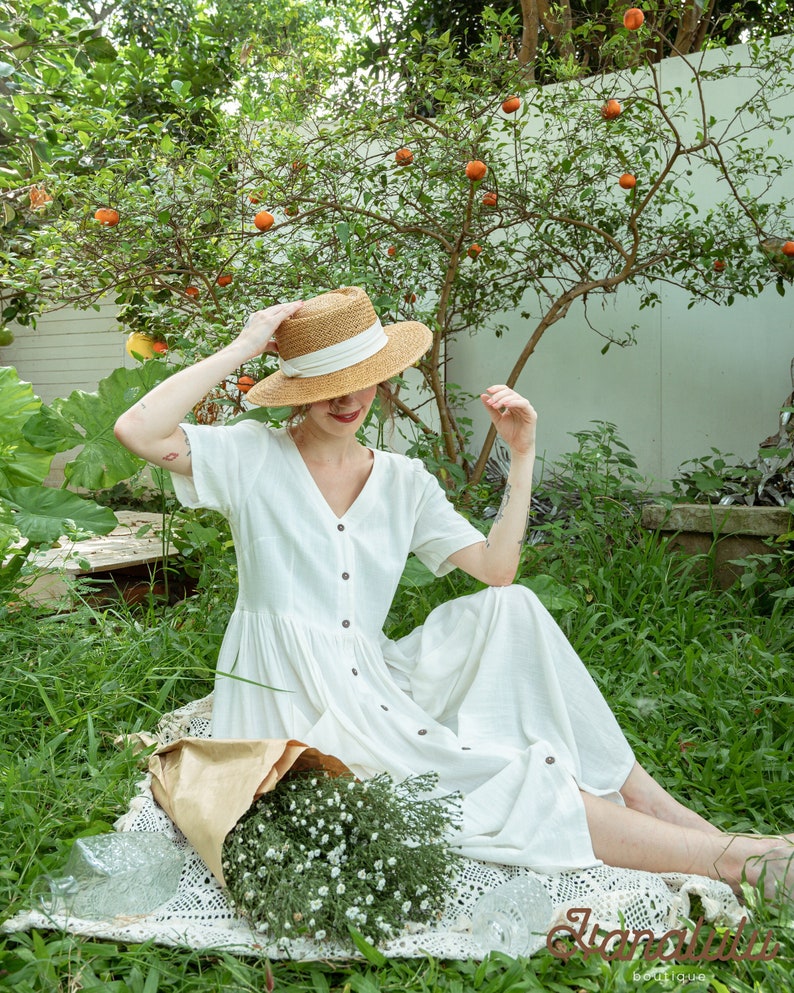 Linen Tunic Dress-Linen Shirtdress-Linen Midi Dress-Linen Summer Dress-Linen Shift Dress-Linen Oversized Dress-Linen Loose Fit Dress image 1