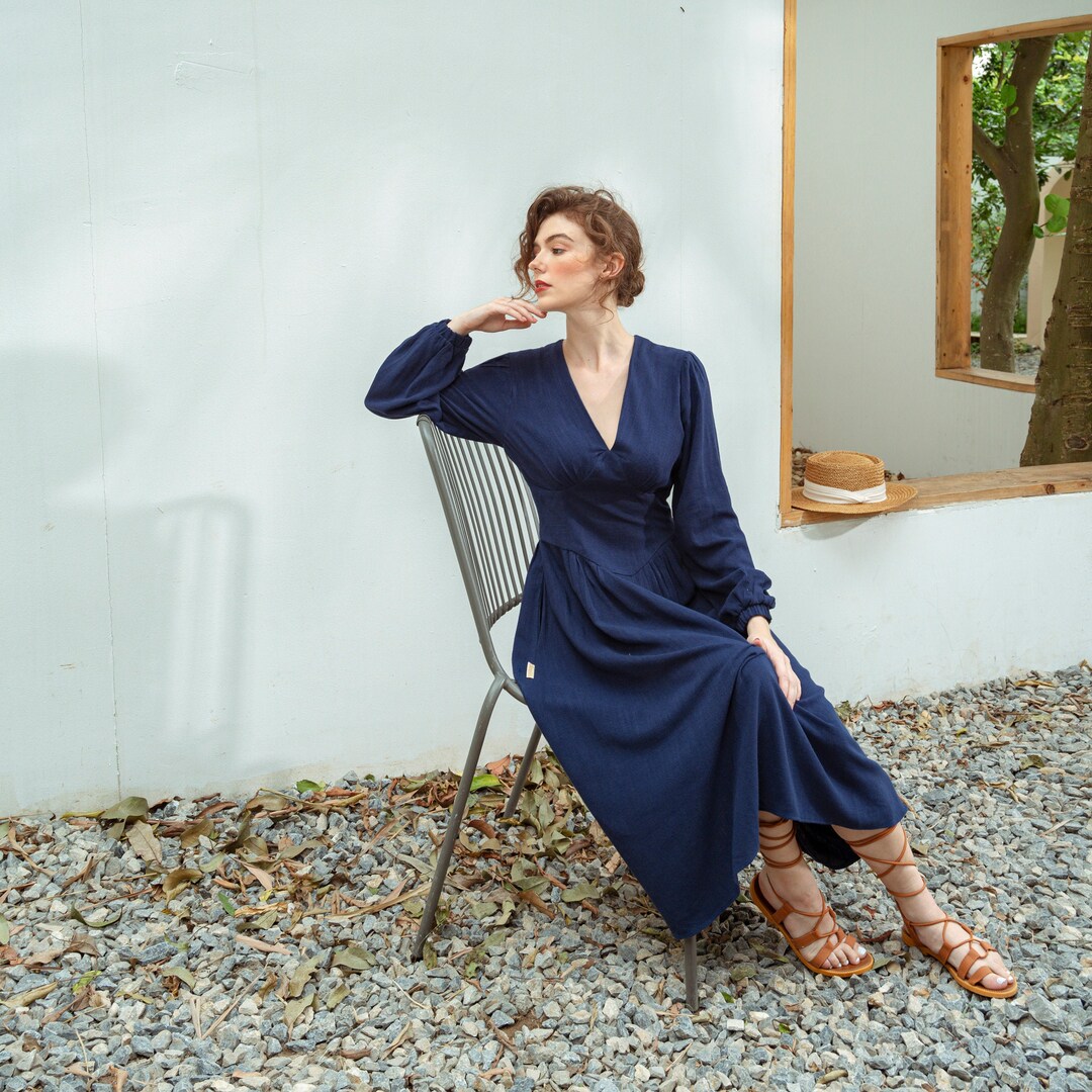 Linen Dress-linen Women Dress-linen Corset Inspired Dress-linen