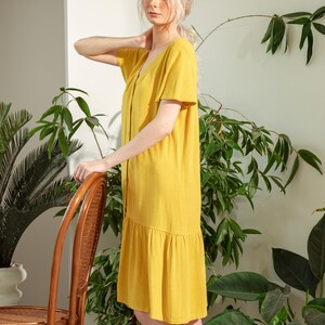 Linen Casual Dress-Linen Shift Dress-Linen Basic Lounge Wear Dress-Linen Simple Slip On Dress image 8