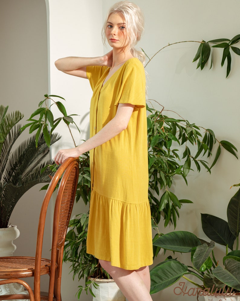 Linen Casual Dress-Linen Shift Dress-Linen Basic Lounge Wear Dress-Linen Simple Slip On Dress image 8